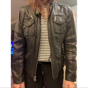 Michael Kors leather motorcycle jacket size Large